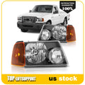 Headlight Assembly Pair for Ford Ranger (2001–2011) Black Housing Amber