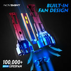 2X H4 9003 LED Headlights for 30000LM 6500K