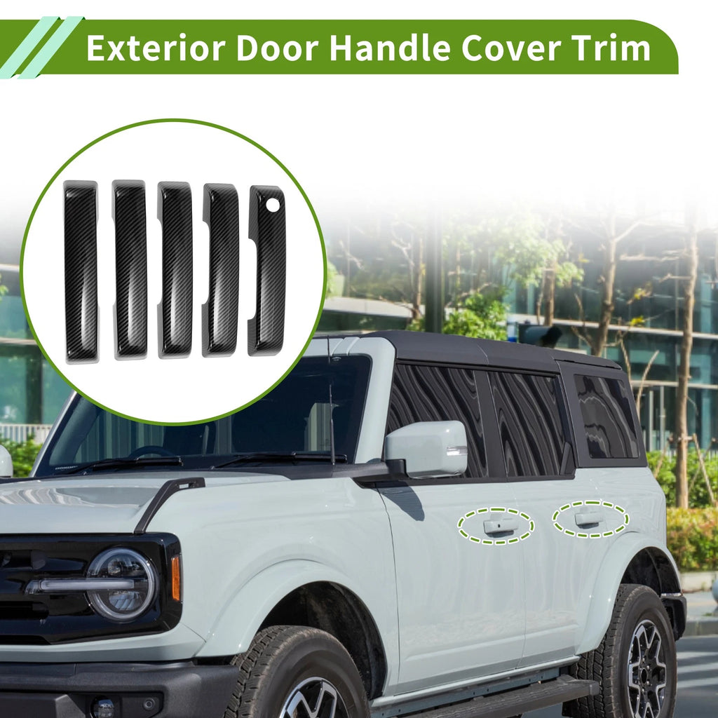 Set of 1 Exterior Door Handle Cover Trim for Ford Bronco (2021–2025) Carbon Fiber Black
