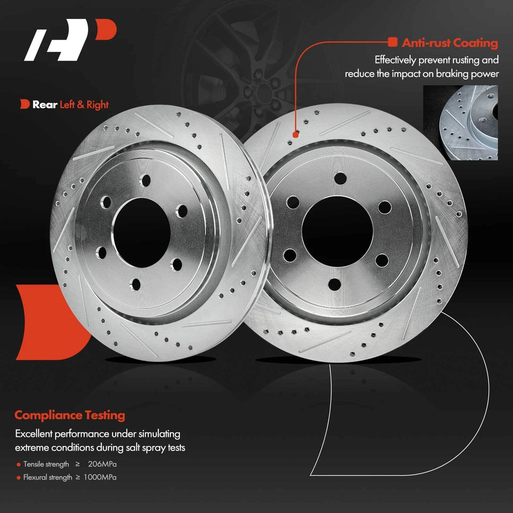 Rear Drilled Brake Rotor for Ford F-150 (2015–2017) w/Electric Parking Brake