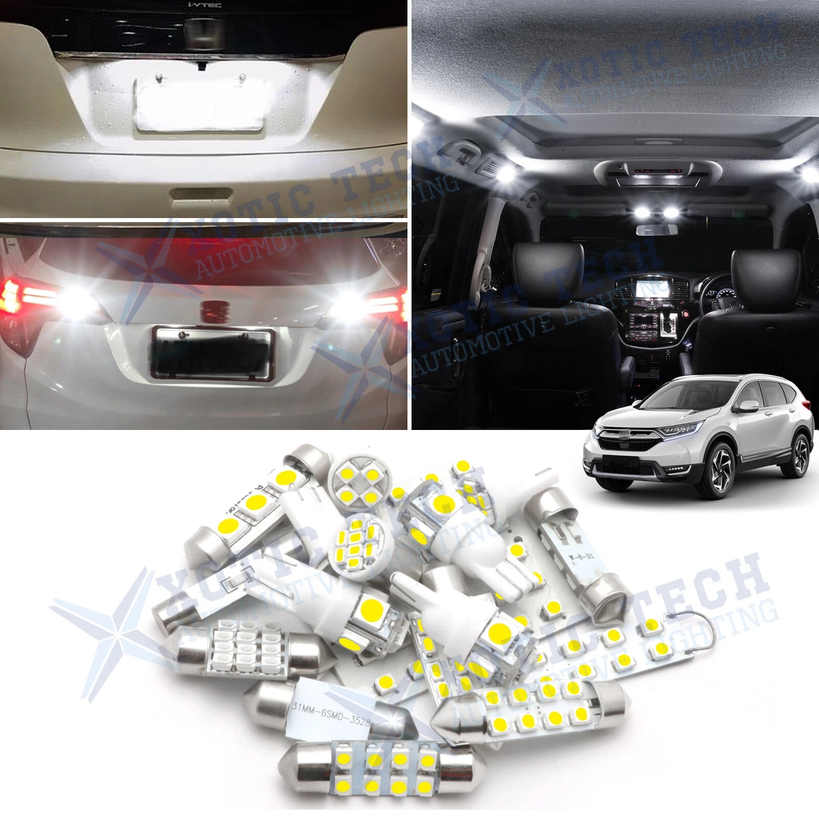 White LED Interior Dome Map Package Kit for Honda CR-V (2013–2020)