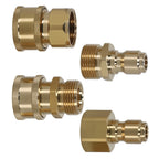 Set of 4 High Pressure Washer Adapter Quick Connect M22-15 Male Brass