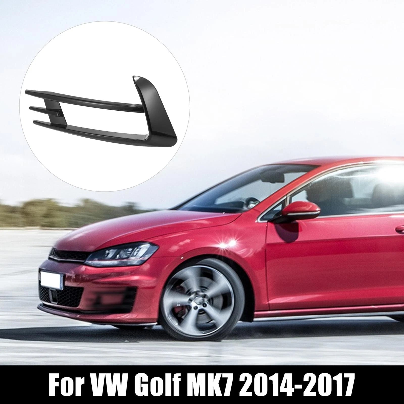 1 Pair Glossy Black Front Bumper Fog Light Grille Cover for Volkswagen Golf MK7 (2015–2019)