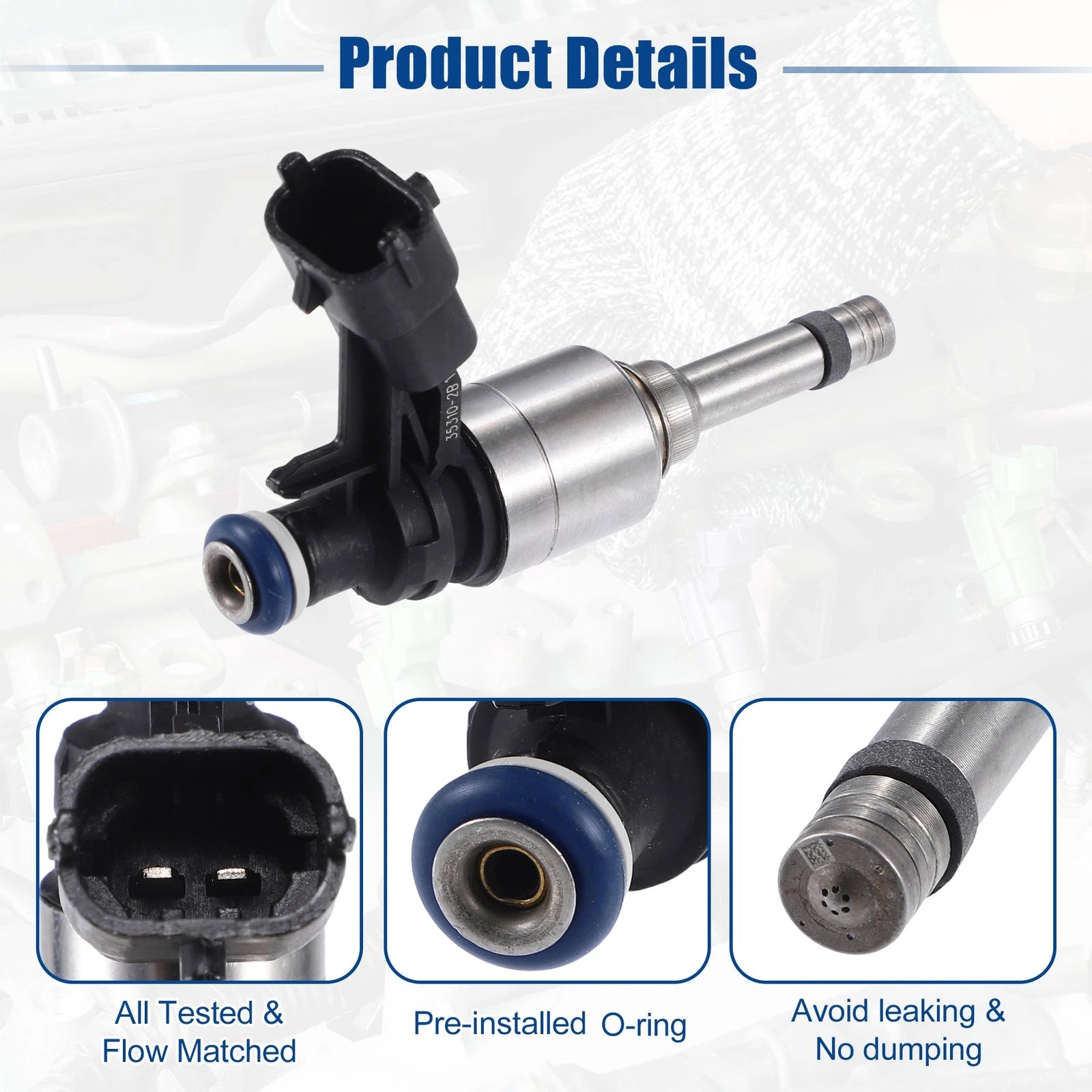 Set of 4 Fuel Injector Nozzles for Hyundai Accent 1.6L (2012–2017) NO.353102B130