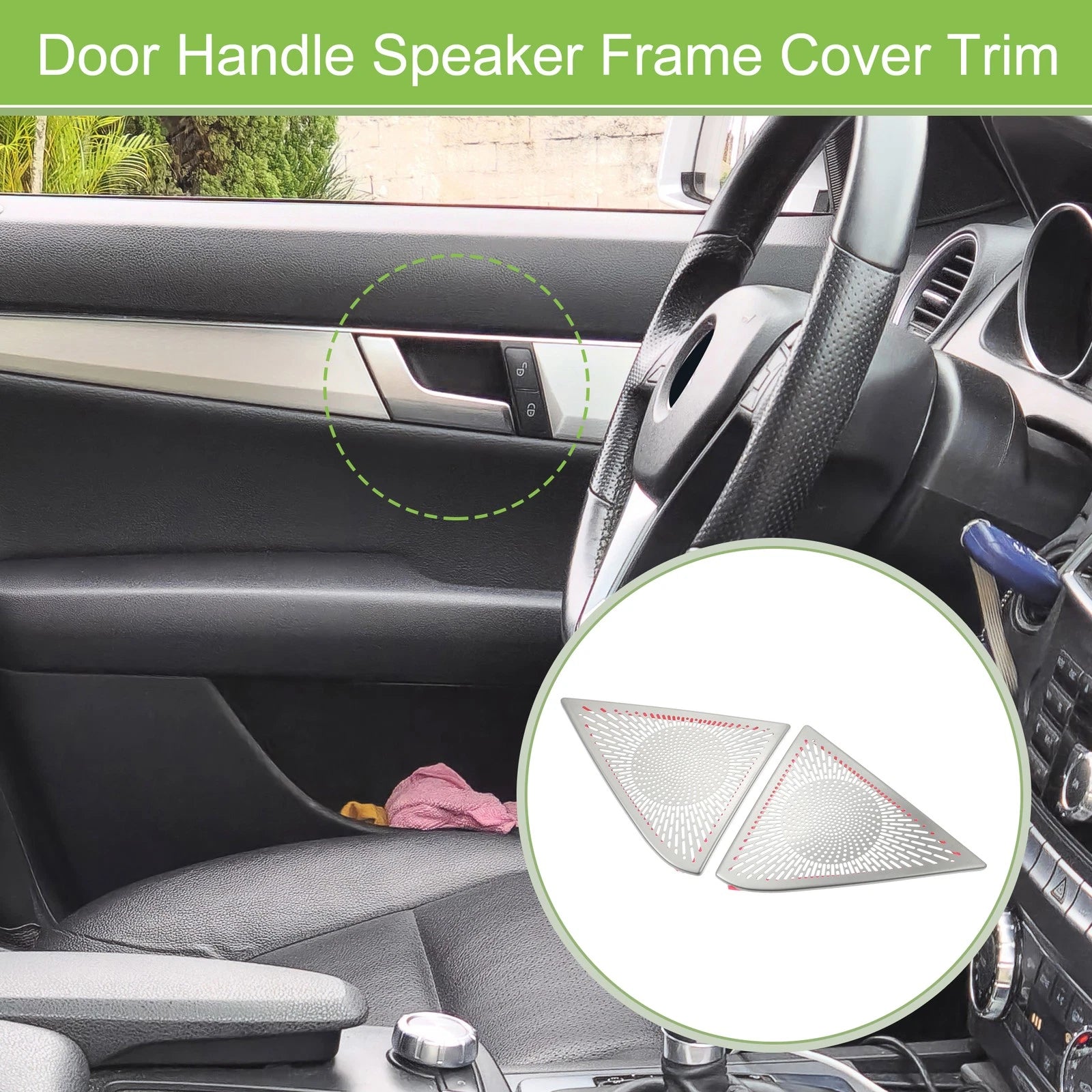 2X Inner Door Handle Speaker Frame Cover Trim for Mercedes Benz C Class (2007–2014)
