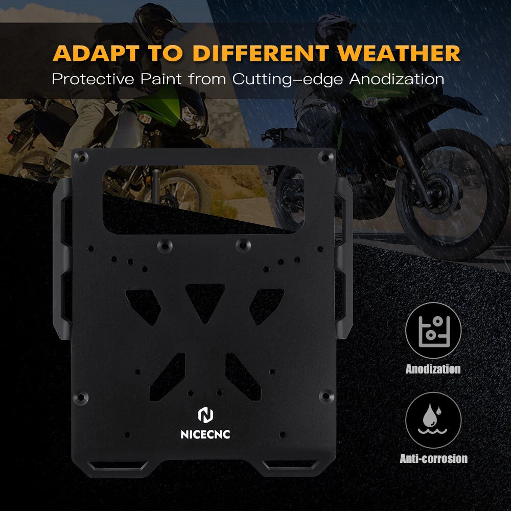 Alu Rear Luggage Rack Plate Carrier Bracket Kit for Kawasaki KLR650 (2008–2018)