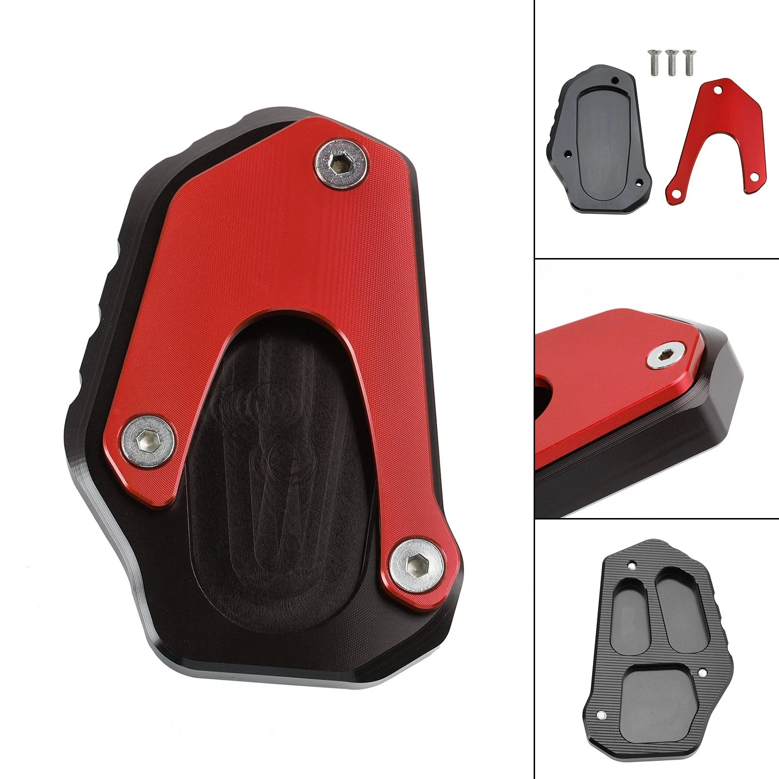 Kickstand Enlarger Plate Pad for Suzuki V-Strom DL1050XT (2020–2023) Red