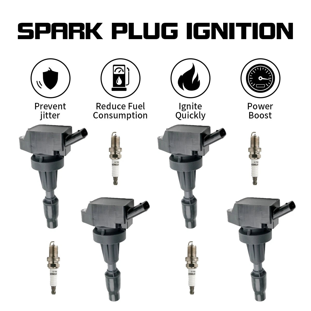 4X Ignition Coil + Spark Plug for Kia Optima (2016–2020), Stinger (2018–2021), Sportage (2017–2020)