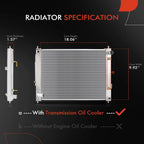 Radiator with Transmission Oil Cooler for Nissan 370Z, Infiniti G25, G37 (2009–2019)