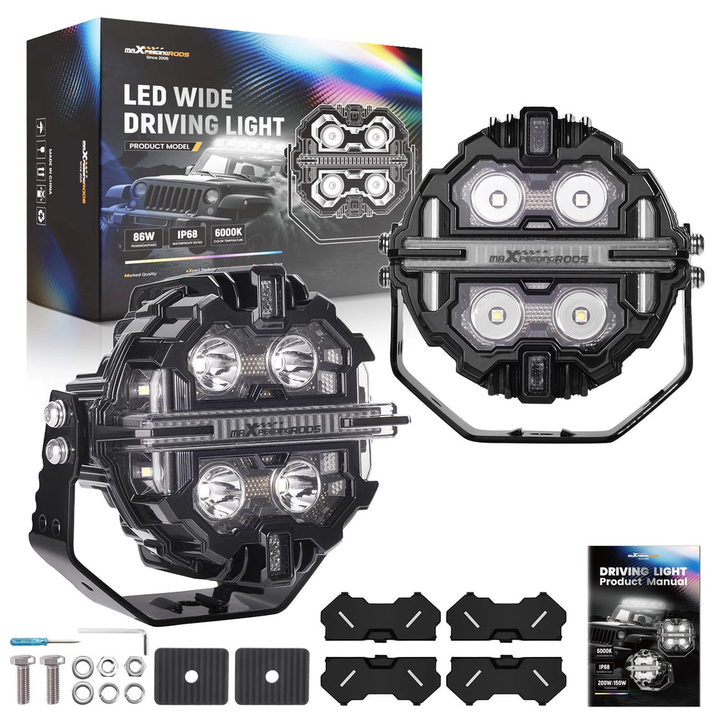 LED Light Pods for Universal Vehicles (5 Inch, RGB, Amber, White)