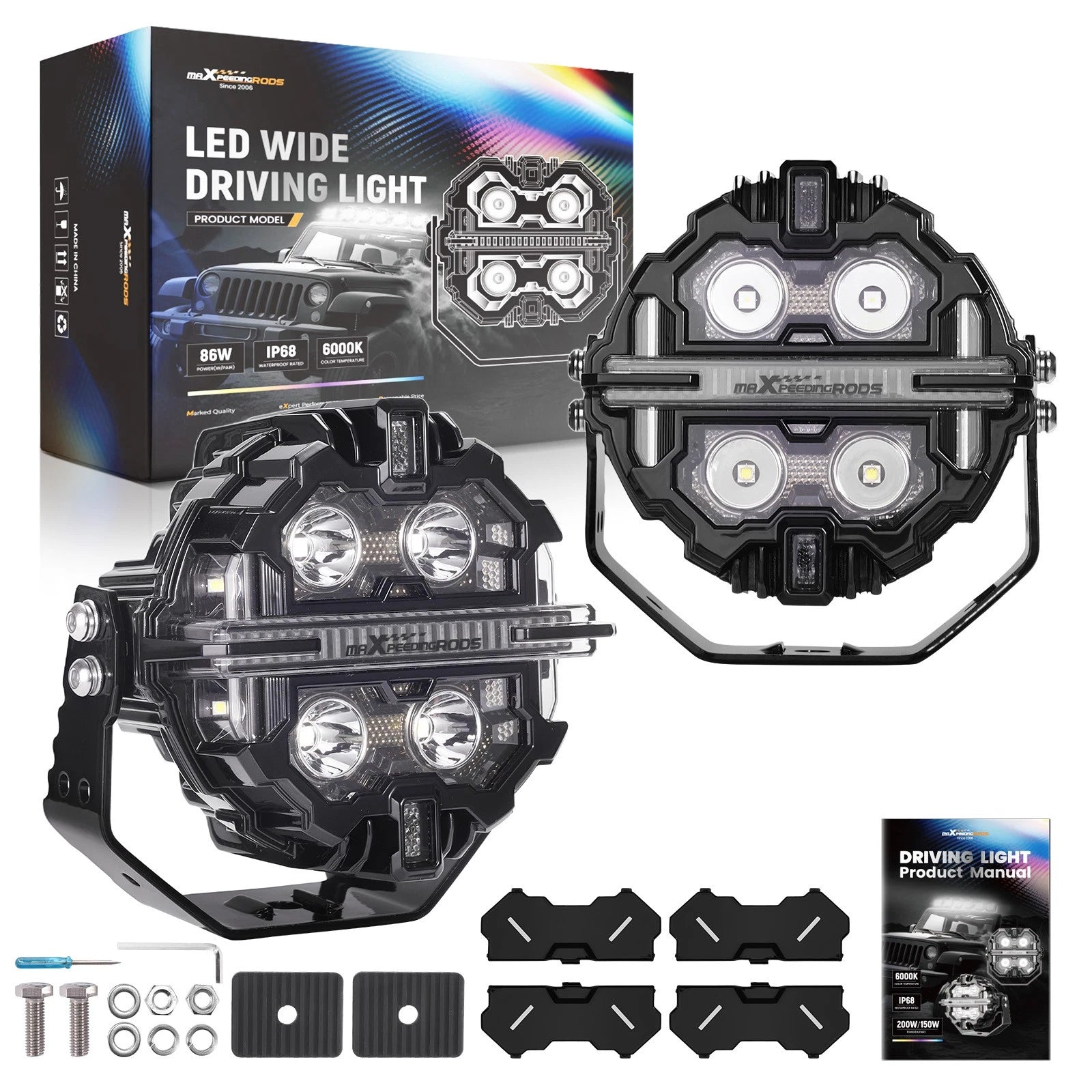 LED Light Pods for Universal Vehicles (5 Inch, RGB, Amber, White)