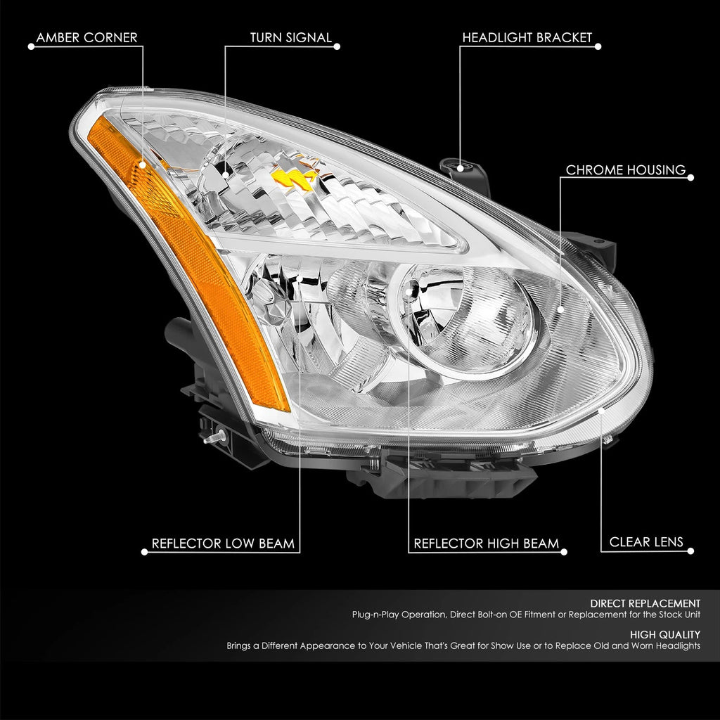 Chrome Housing Amber Corner Headlight for Nissan Rogue (2009–2010)