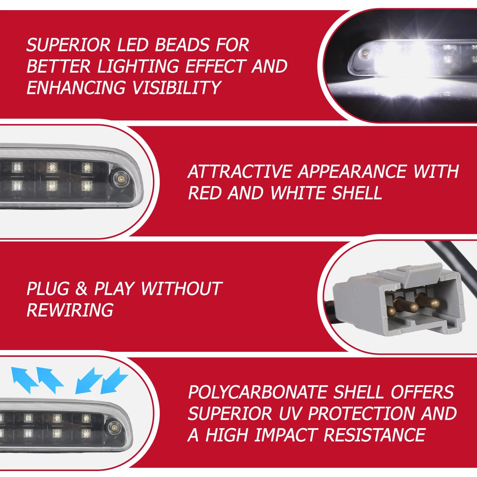 LED Third Brake Light for Ford F250 F350 F450 F550 (1999–2016)