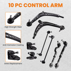 Front Control Arms w/ Ball Joints Tie Rods Retainer Kit for BMW E46 325xi 330xi (1999–2006)