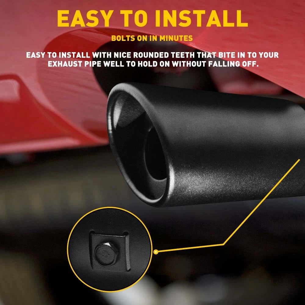 Exhaust Tip for Universal 1.5-2.4 Inch Tailpipe (Matte Black Stainless Steel)