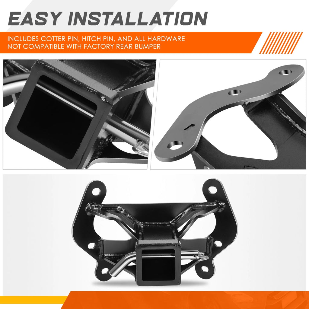 2" Rear Tow Hitch Receiver for Can-Am Maverick (2013–2017) - Powdercoated Steel