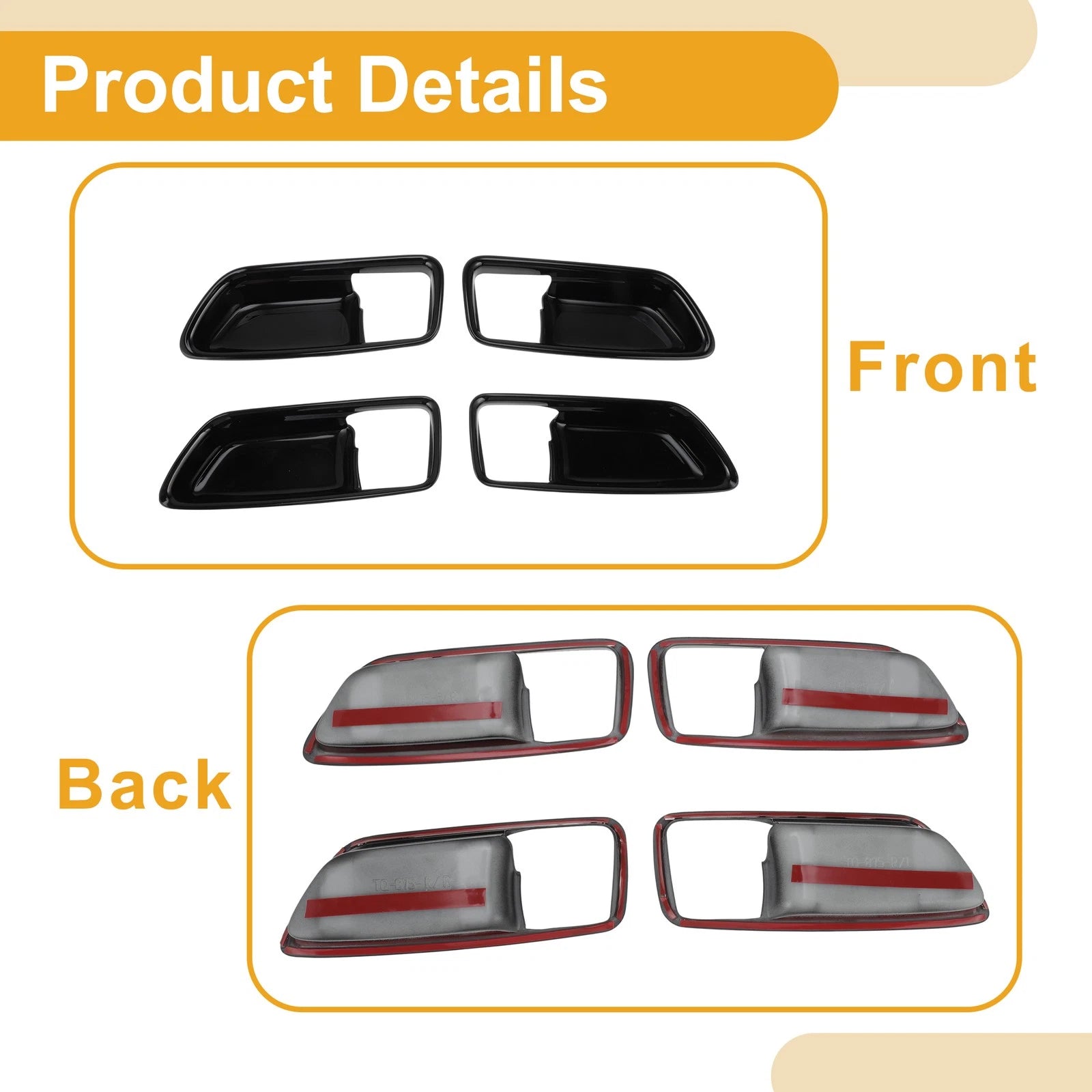 Interior Door Handle Bowl Cover Trim for Toyota Corolla (2019–2025) Gloss Black