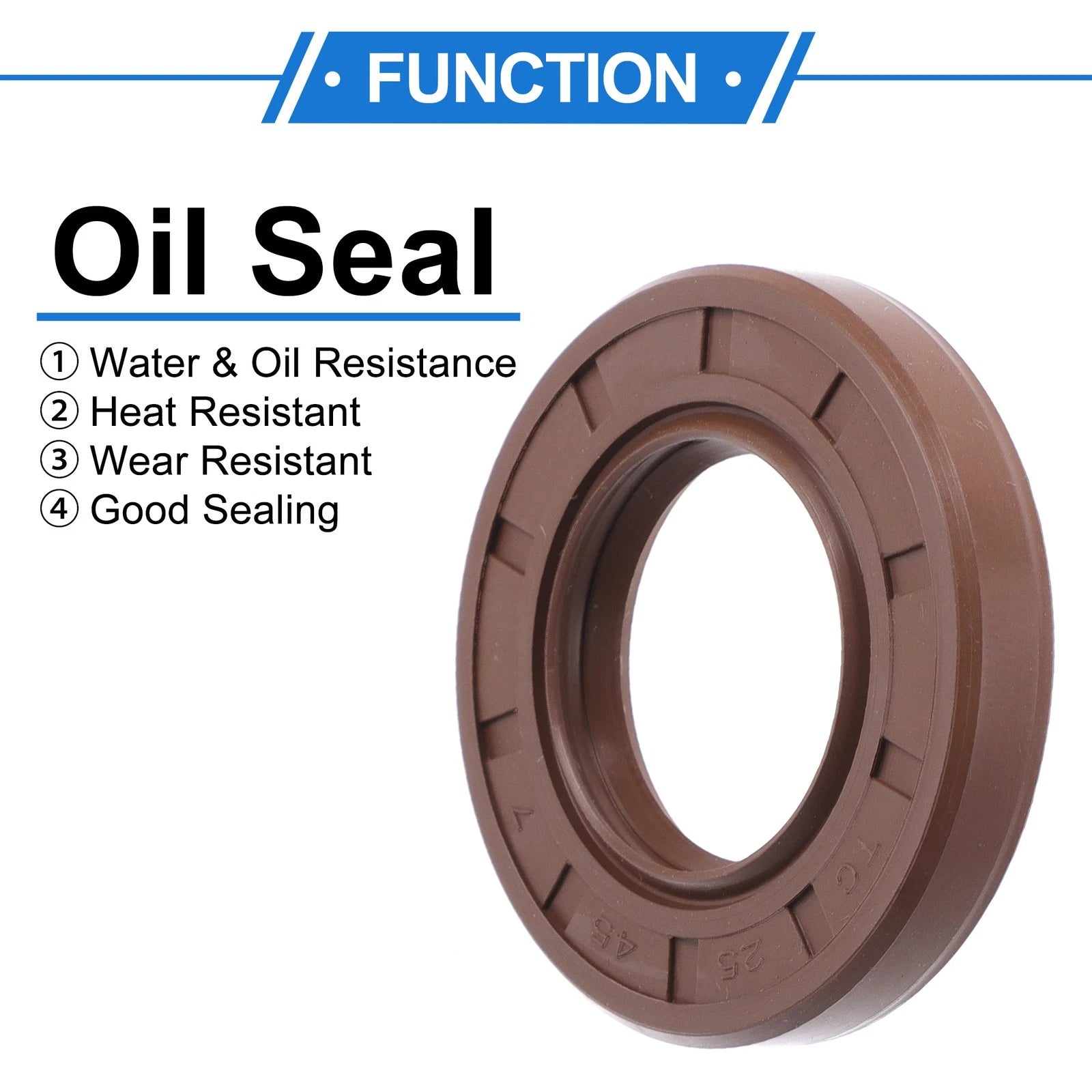 2X Oil Seal Rotary Shaft Seal for Various Models (25x45x7mm) FKM Rubber