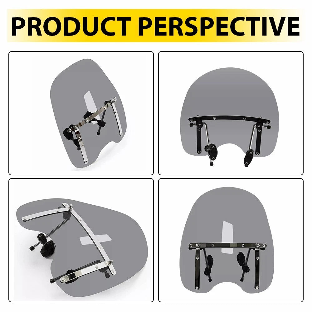 Universal Motorcycle Headlight Windshield for 7/8" 1" 1-1/4" Handlebar