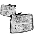 Chrome Housing Headlight + Clear Turn Signal + LED Fog Light Set for Silverado (2007–2013)