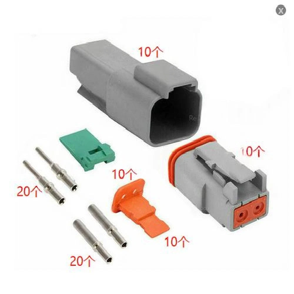2X Deutsch DT 2 Way Pin Male Female Connector Plug Waterproof for 10