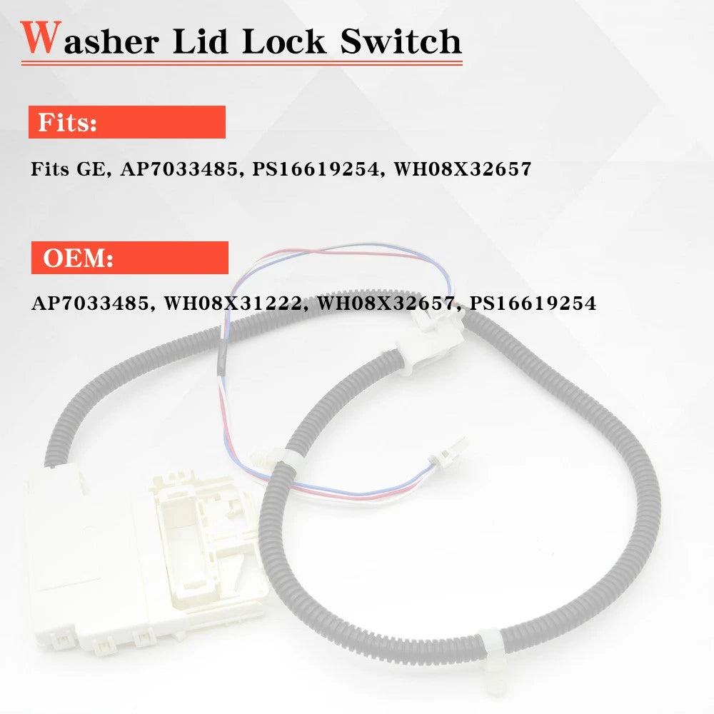 Washer Lid Lock Switch for GE GTW220ACK7WW GTW335ASN2WW GTW465ASN9WW