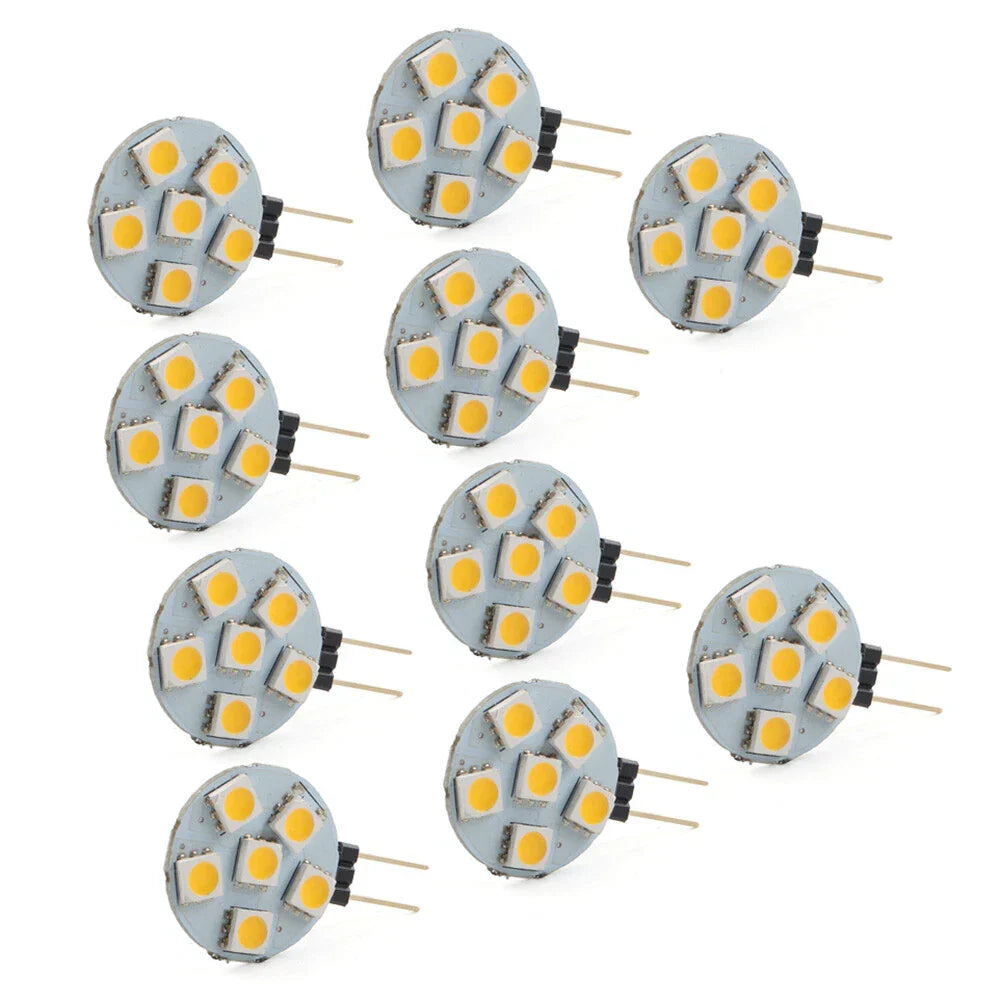 10 x DC12V G4 5050 SMD 6 LED Bulbs Warm White for Car