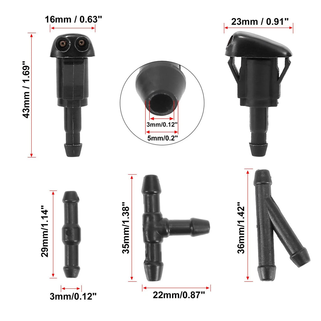 Front Windshield Washer Nozzles Kit 85381AA010 for Toyota Corolla (1999–2008)
