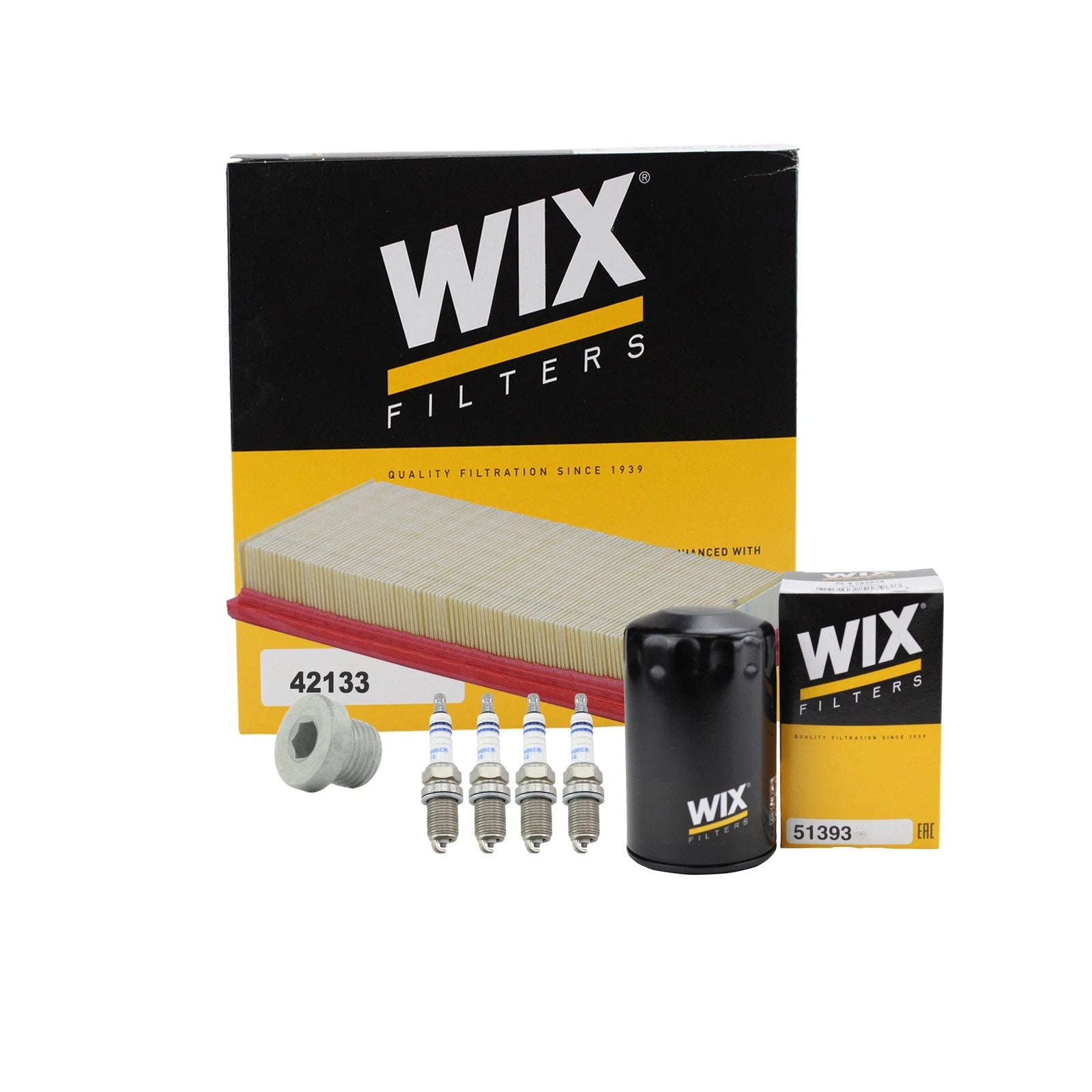 Wix Engine Air Oil Filters & Bosch Spark Plug Kit for Audi Fox (1973–1979)