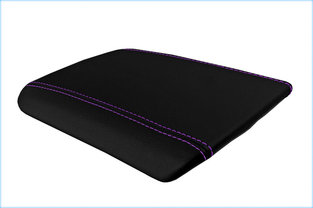 Leather Console Lid Armrest Cover for Ford Mustang (2005–2009) Purple Stitch
