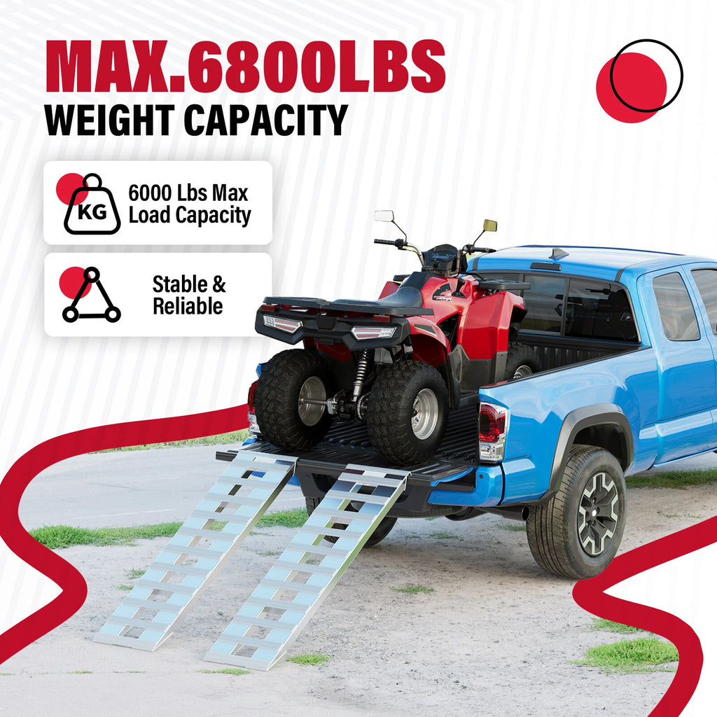 Set of 2 Aluminum Hook End Ramps 60" x 15" 6800LBS for Car Trailer Truck