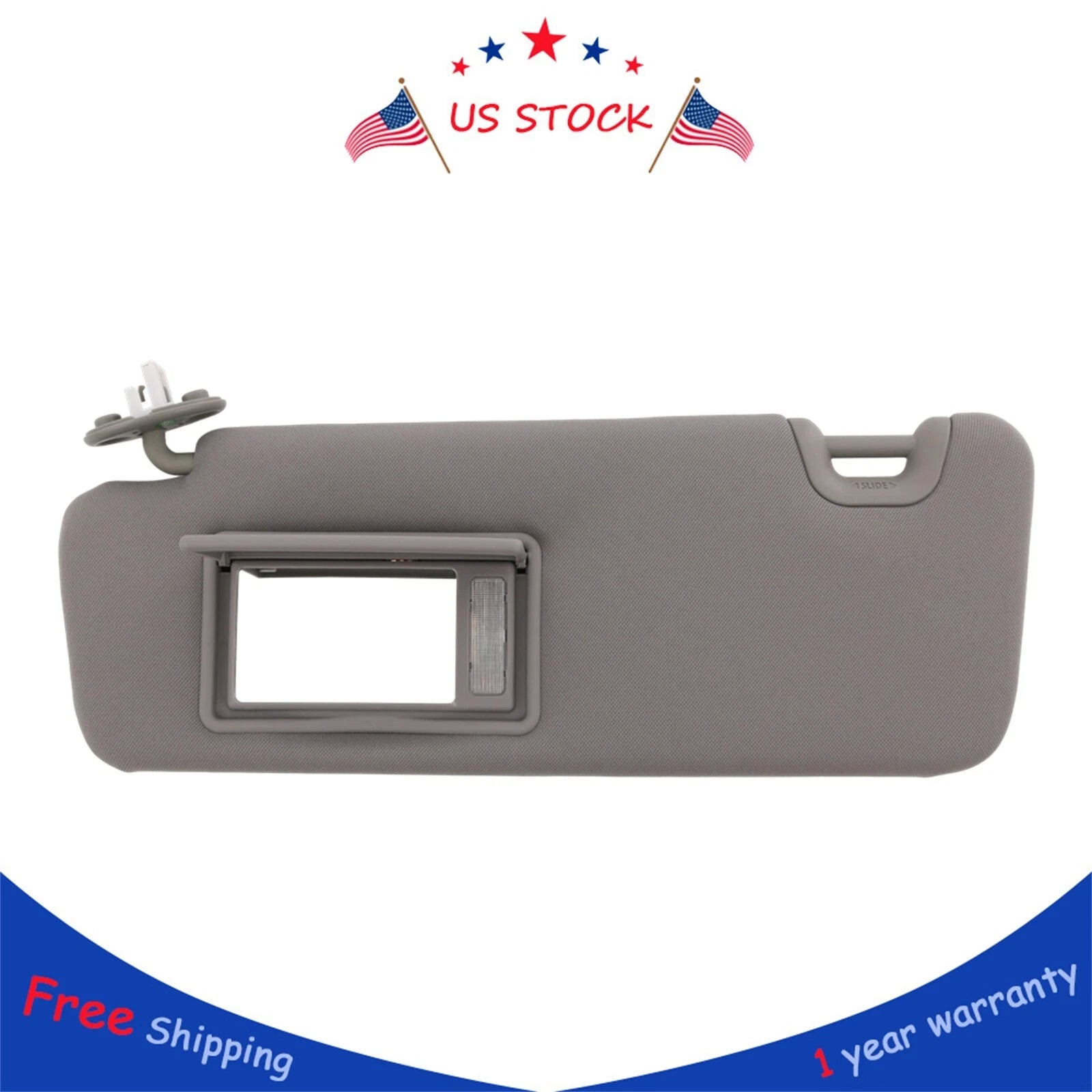 Left Driver Side Sun Visor for Toyota Highlander (2014–2019) Gray