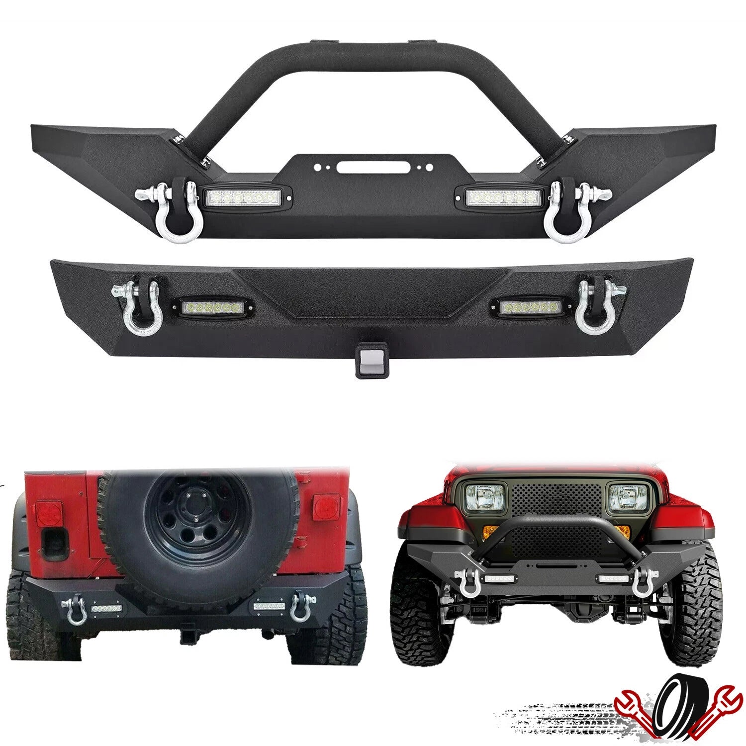Bumper with Tire Carrier and Winch Plate for Jeep Wrangler (1987–2006)
