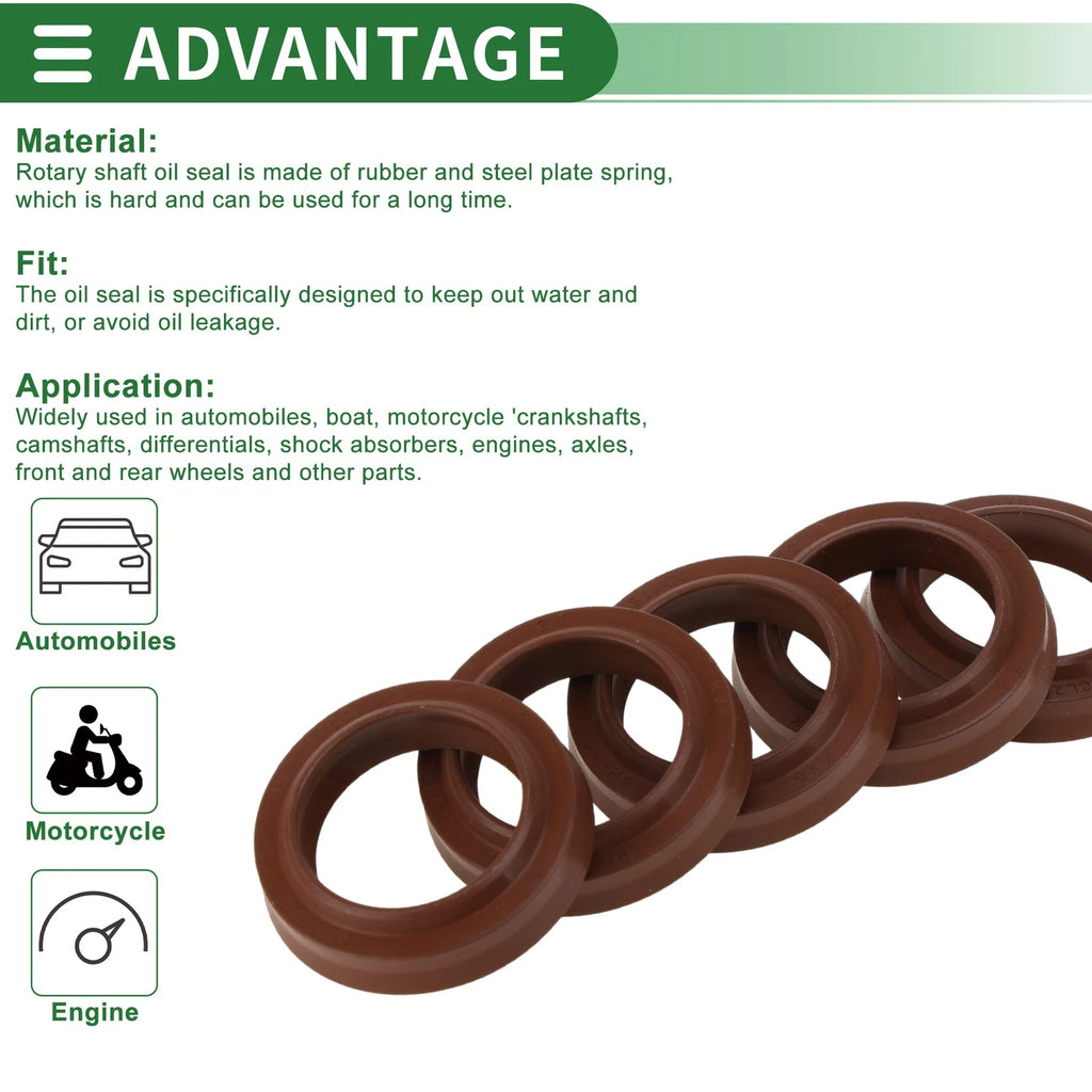 Set of 5 Oil Seal Rotary Shaft Seal FKM Rubber 20x28x4.5mm