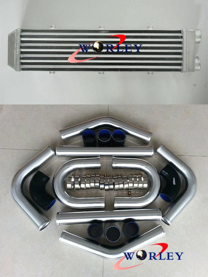 2" Full Aluminum Turbo Intercooler 550x140x80mm + Black Piping