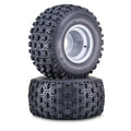 Set of 2 WANDA 20x11-9 GNCC ATV Tires with 4/110mm PCD Silver Wheels 10085