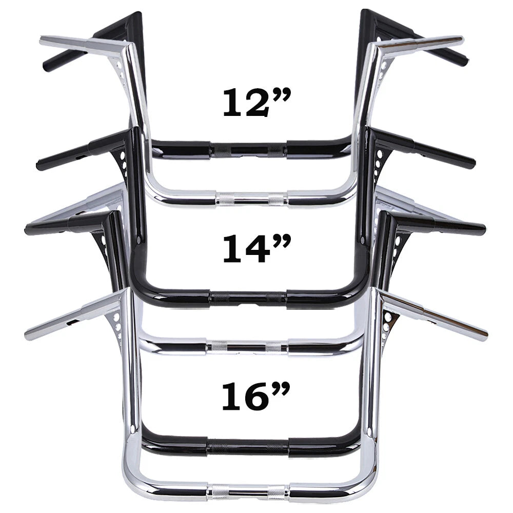 Ape Hanger Handlebar for Harley Touring Electra Glide (1982–2024) Black/Chrome