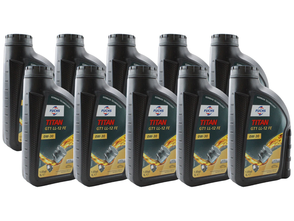 Set of 10 Fuchs TITAN GT1 LL-12 FE SAE 0W-30 Engine Oil 800360908