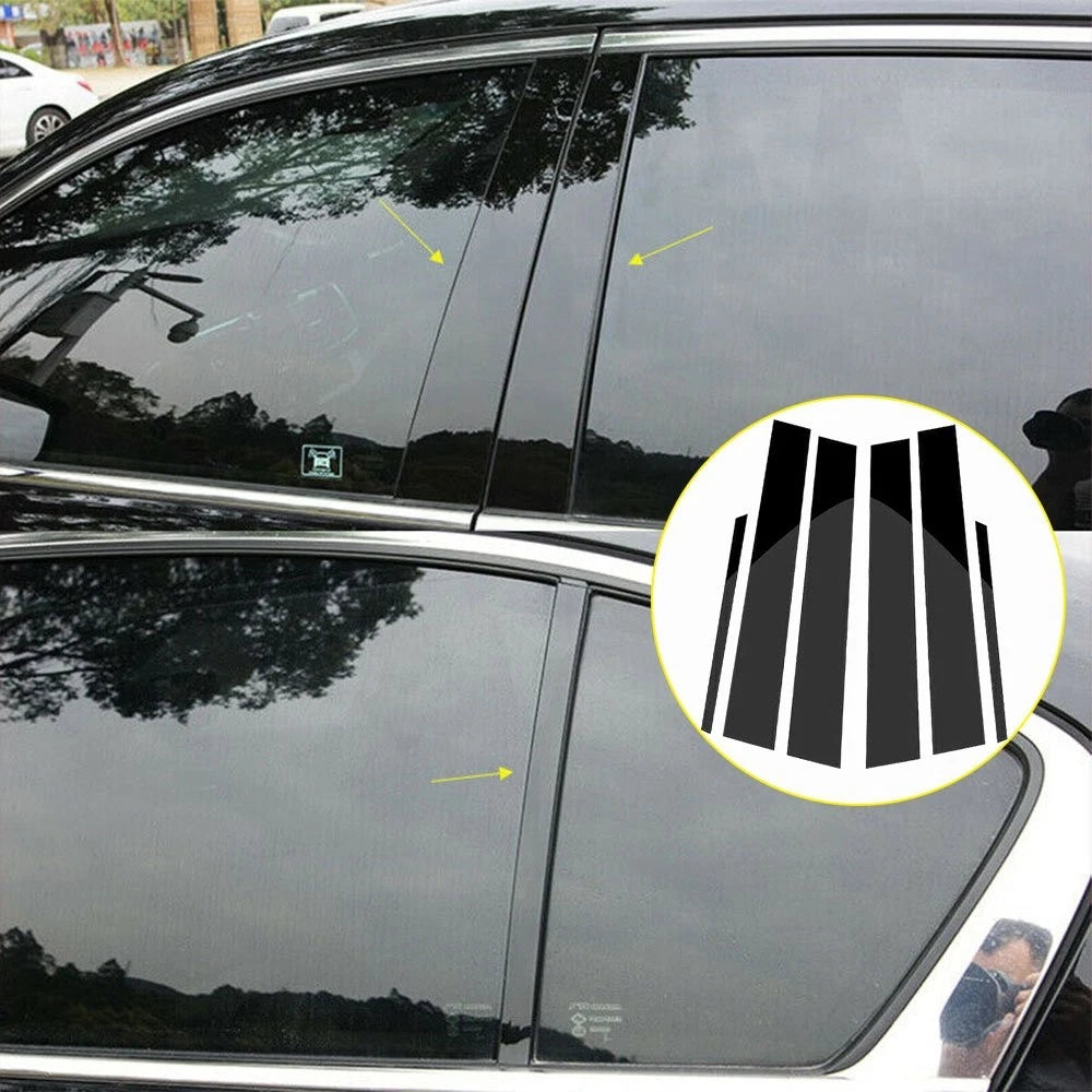 6x Glossy Pillar Posts Door Trim Cover Stickers for Toyota Corolla (2014–2018)