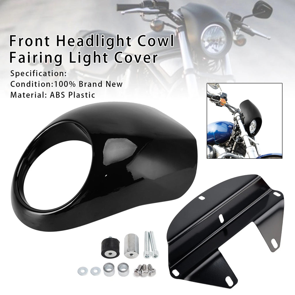 Headlight Fairing Light Cover for Harley Sportster Dyna XL 883 1200 (1973–up) Black