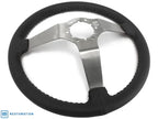 14 Inch Black Leather Solid 3 Spoke Steering Wheel for GM Comfort Grip (Replacement)