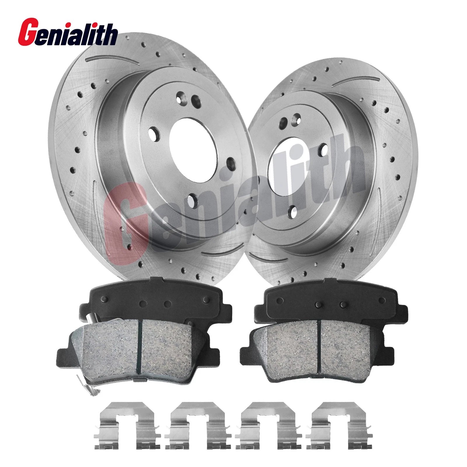 Rear Disc Rotors & Ceramic Brake Pads for Hyundai Accent Kia Rio (2012–2017)