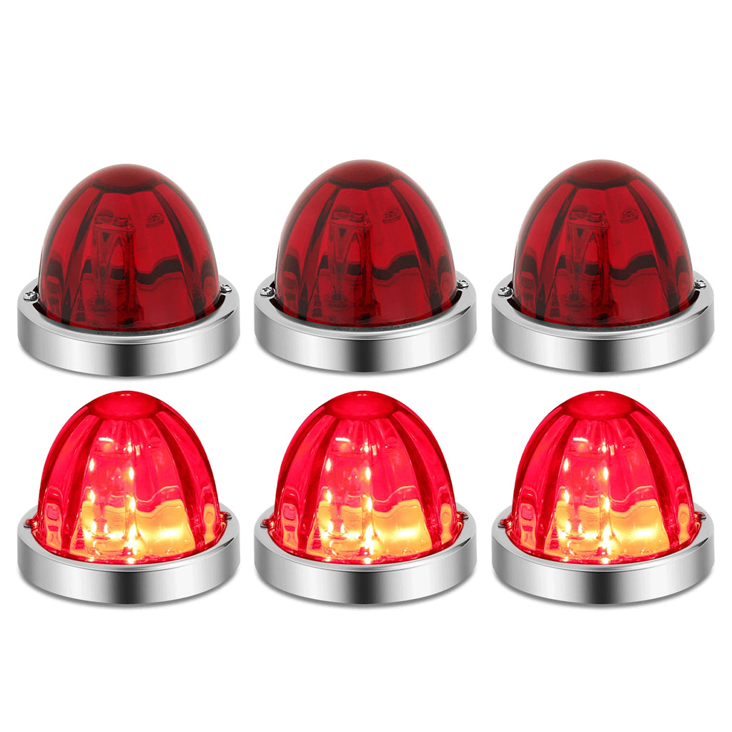 Set of 6 Chrome Red LED Side Marker Lights for Universal Applications