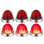 Set of 6 Chrome Red LED Side Marker Lights for Universal Applications