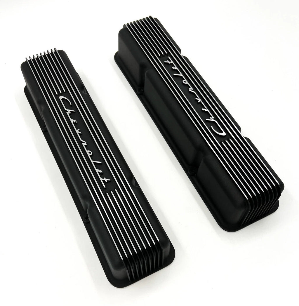 Valve Covers Replacement Finned Chevrolet Script for Small Block Chevy 350 (1968–1970)
