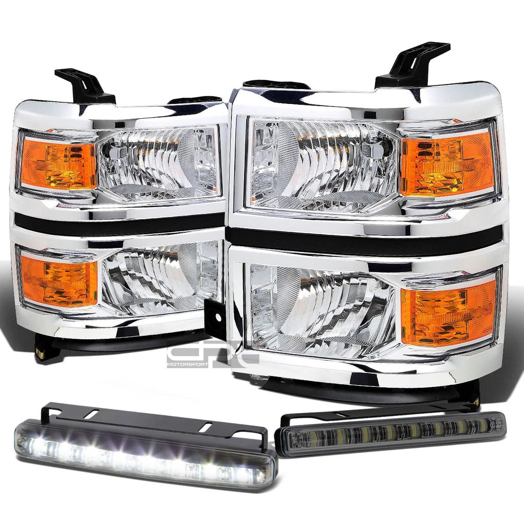 Chrome Headlight, Amber Corner Signal Lamp, LED Fog Light Set for Silverado (2014–2015)