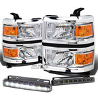 Chrome Headlight, Amber Corner Signal Lamp, LED Fog Light Set for Silverado (2014–2015)