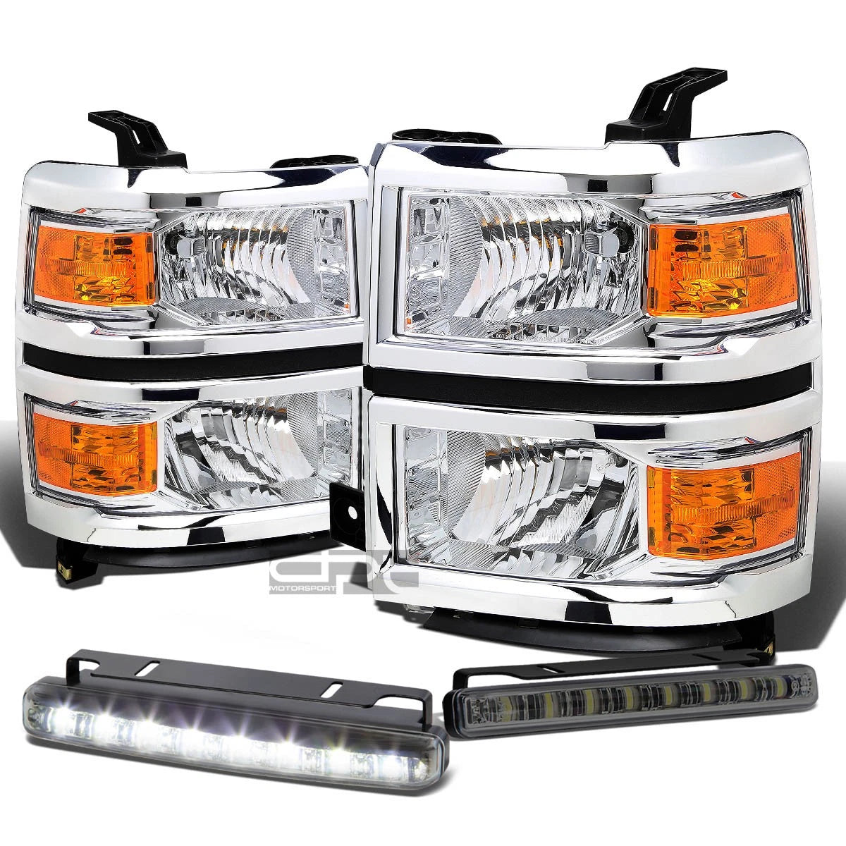 Chrome Headlight, Amber Corner Signal Lamp, LED Fog Light Set for Silverado (2014–2015)