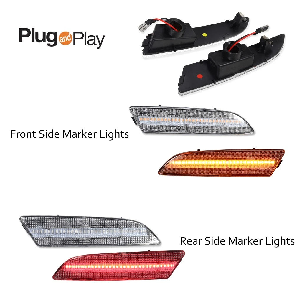 4X Clear Front & Rear Bumper Side Marker Lights for Chrysler Crossfire (2004–2008)