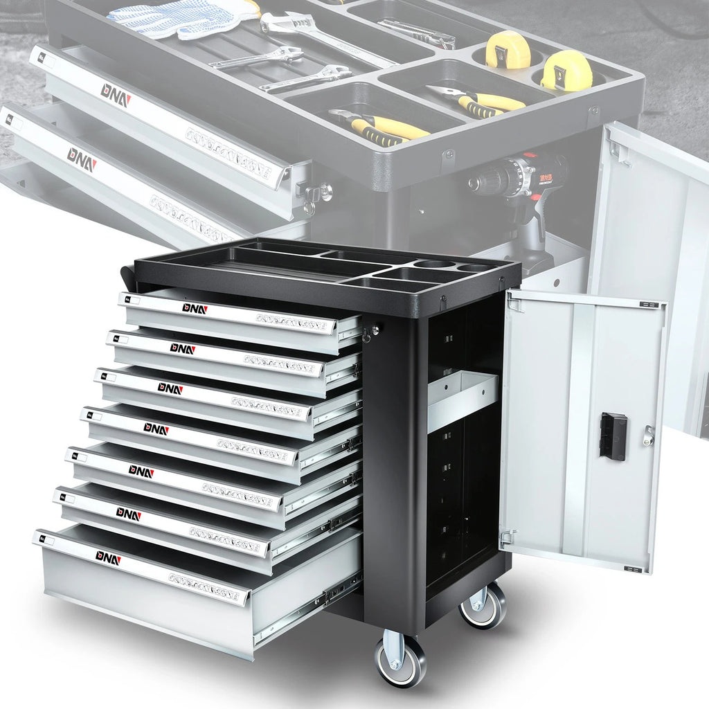 7 Drawer Portable Tool Cabinet with Locking System for Universal Use
